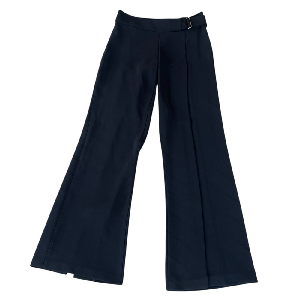 Y2K BEBE Black Split Leg Low Rise Club Pants Belted Flowy Whimsigoth Sz 6 USA - Picture 3 of 16